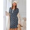 Ekouaer Women’s Nightgown Long Sleeve Sleepshirt Button Down Nightshirt V Neck Pajama Dress with Pockets S-XXXL(Green Floral)