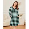 Ekouaer Women’s Nightgown Long Sleeve Sleepshirt Button Down Nightshirt V Neck Pajama Dress with Pockets S-XXXL(Green and Black Plaid)