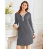 Ekouaer Women’s Nightgown Long Sleeve Sleepshirt Button Down Nightshirt V Neck Pajama Dress with Pockets S-XXXL(Grey)