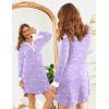 Ekouaer Women’s Nightgown Long Sleeve Sleepshirt Button Down Nightshirt V Neck Pajama Dress with Pockets S-XXXL(Purple Floral)