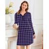 Ekouaer Women’s Nightgown Long Sleeve Sleepshirt Button Down Nightshirt V Neck Pajama Dress with Pockets S-XXXL(Purple and Black Plaid)