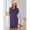 Ekouaer Women’s Nightgown Long Sleeve Sleepshirt Button Down Nightshirt V Neck Pajama Dress with Pockets S-XXXL(Purple and Black Plaid)