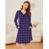 Ekouaer Women’s Nightgown Long Sleeve Sleepshirt Button Down Nightshirt V Neck Pajama Dress with Pockets S-XXXL(Purple and Black Plaid)