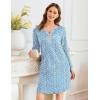 Ekouaer Women’s Nightgown Long Sleeve Sleepshirt Button Down Nightshirt V Neck Pajama Dress with Pockets S-XXXL(Red Floral)