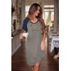 Ekouaer Womens Nightgown Short Sleeve Night Dress Printed Sleepwear Soft Sleep Shirt S-3XL(01 Navy Blue)