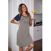 Ekouaer Womens Nightgown Short Sleeve Night Dress Printed Sleepwear Soft Sleep Shirt S-3XL(01 Navy Blue)
