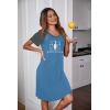 Ekouaer Womens Nightgown Short Sleeve Night Dress Printed Sleepwear Soft Sleep Shirt S-3XL(A-lake Blue-cat)