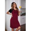 Ekouaer Womens Nightgown Short Sleeve Night Dress Printed Sleepwear Soft Sleep Shirt S-3XL(A-wine Red-meow)