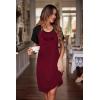 Ekouaer Womens Nightgown Short Sleeve Night Dress Printed Sleepwear Soft Sleep Shirt S-3XL(A-wine Red-meow)
