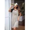 Ekouaer Womens Nightgown Short Sleeve Night Dress Printed Sleepwear Soft Sleep Shirt S-3XL(B-black-wake Me Up Later)