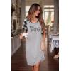 Ekouaer Womens Nightgown Short Sleeve Night Dress Printed Sleepwear Soft Sleep Shirt S-3XL(B-grey)