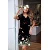 Ekouaer Womens Nightgown Short Sleeve Night Dress Printed Sleepwear Soft Sleep Shirt S-3XL(Black Butterfly Floral Print)
