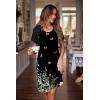 Ekouaer Womens Nightgown Short Sleeve Night Dress Printed Sleepwear Soft Sleep Shirt S-3XL(Black Butterfly Floral Print)