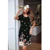 Ekouaer Womens Nightgown Short Sleeve Night Dress Printed Sleepwear Soft Sleep Shirt S-3XL(Black Floral Print)