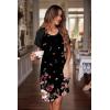 Ekouaer Womens Nightgown Short Sleeve Night Dress Printed Sleepwear Soft Sleep Shirt S-3XL(Black Floral Print)