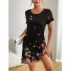 Ekouaer Womens Nightgown Short Sleeve Night Dress Printed Sleepwear Soft Sleep Shirt S-3XL(Black Flower)
