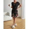 Ekouaer Womens Nightgown Short Sleeve Night Dress Printed Sleepwear Soft Sleep Shirt S-3XL(Black Flower)