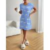 Ekouaer Womens Nightgown Short Sleeve Night Dress Printed Sleepwear Soft Sleep Shirt S-3XL(Blue Moon)