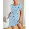 Ekouaer Womens Nightgown Short Sleeve Night Dress Printed Sleepwear Soft Sleep Shirt S-3XL(Blue Star)