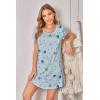 Ekouaer Womens Nightgown Short Sleeve Night Dress Printed Sleepwear Soft Sleep Shirt S-3XL(Blue Star)