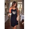Ekouaer Womens Nightgown Short Sleeve Night Dress Printed Sleepwear Soft Sleep Shirt S-3XL(Leopard Print Love)