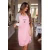 Ekouaer Womens Nightgown Short Sleeve Night Dress Printed Sleepwear Soft Sleep Shirt S-3XL(Pink Teddy Bear)
