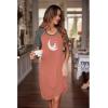 Ekouaer Womens Nightgown Short Sleeve Night Dress Printed Sleepwear Soft Sleep Shirt S-3XL(Pink-moon)