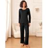 Ekouaer Womens Pajama Sets 2 Piece Sleepwear Soft Pajamas Long Sleeve Pjs Comfy Loungewear S-XXL(Black)