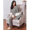 Ekouaer Womens Pajama Sets 2 Piece Sleepwear Soft Pajamas Long Sleeve Pjs Comfy Loungewear S-XXL(Black Stripe)