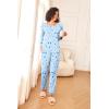 Ekouaer Womens Pajama Sets 2 Piece Sleepwear Soft Pajamas Long Sleeve Pjs Comfy Loungewear S-XXL(Blue Star)