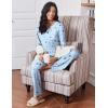 Ekouaer Womens Pajama Sets 2 Piece Sleepwear Soft Pajamas Long Sleeve Pjs Comfy Loungewear S-XXL(Blue Star)