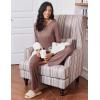 Ekouaer Womens Pajama Sets 2 Piece Sleepwear Soft Pajamas Long Sleeve Pjs Comfy Loungewear S-XXL(Brown)