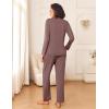 Ekouaer Womens Pajama Sets 2 Piece Sleepwear Soft Pajamas Long Sleeve Pjs Comfy Loungewear S-XXL(Brown)