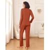 Ekouaer Womens Pajama Sets 2 Piece Sleepwear Soft Pajamas Long Sleeve Pjs Comfy Loungewear S-XXL(Caramel)