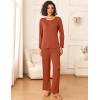 Ekouaer Womens Pajama Sets 2 Piece Sleepwear Soft Pajamas Long Sleeve Pjs Comfy Loungewear S-XXL(Caramel)