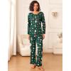 Ekouaer Womens Pajama Sets 2 Piece Sleepwear Soft Pajamas Long Sleeve Pjs Comfy Loungewear S-XXL(Christmas Green Santa)