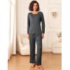 Ekouaer Womens Pajama Sets 2 Piece Sleepwear Soft Pajamas Long Sleeve Pjs Comfy Loungewear S-XXL(Dark Gray)