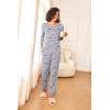 Ekouaer Womens Pajama Sets 2 Piece Sleepwear Soft Pajamas Long Sleeve Pjs Comfy Loungewear S-XXL(Grey Coffee)