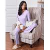 Ekouaer Womens Pajama Sets 2 Piece Sleepwear Soft Pajamas Long Sleeve Pjs Comfy Loungewear S-XXL(Lilac Dots)