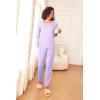 Ekouaer Womens Pajama Sets 2 Piece Sleepwear Soft Pajamas Long Sleeve Pjs Comfy Loungewear S-XXL(Lilac Dots)