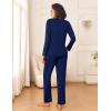 Ekouaer Womens Pajama Sets 2 Piece Sleepwear Soft Pajamas Long Sleeve Pjs Comfy Loungewear S-XXL(Navy Blue)