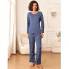 Ekouaer Womens Pajama Sets 2 Piece Sleepwear Soft Pajamas Long Sleeve Pjs Comfy Loungewear S-XXL(Navy Dots)