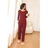 Ekouaer Womens Pajama Sets 2 Piece Sleepwear Soft Pajamas Long Sleeve Pjs Comfy Loungewear S-XXL(Wine Red)