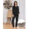 Ekouaer Womens Pajama Sets Long Sleeve Lounge Set 2 Piece Pj Sets for Women Henley Neck Casual Sleepwear Loungewear S-XXL(Black)