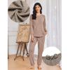 Ekouaer Womens Pajama Sets Long Sleeve Lounge Set 2 Piece Pj Sets for Women Henley Neck Casual Sleepwear Loungewear S-XXL(Brown)