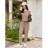 Ekouaer Womens Pajama Sets Long Sleeve Lounge Set 2 Piece Pj Sets for Women Henley Neck Casual Sleepwear Loungewear S-XXL(Brown)