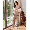 Ekouaer Womens Pajama Sets Long Sleeve Lounge Set 2 Piece Pj Sets for Women Henley Neck Casual Sleepwear Loungewear S-XXL(Brown)