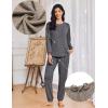 Ekouaer Womens Pajama Sets Long Sleeve Lounge Set 2 Piece Pj Sets for Women Henley Neck Casual Sleepwear Loungewear S-XXL(Grey)