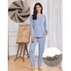 Ekouaer Womens Pajama Sets Long Sleeve Lounge Set 2 Piece Pj Sets for Women Henley Neck Casual Sleepwear Loungewear S-XXL(Light Blue)
