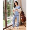 Ekouaer Womens Pajama Sets Long Sleeve Lounge Set 2 Piece Pj Sets for Women Henley Neck Casual Sleepwear Loungewear S-XXL(Light Blue)